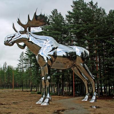 10m Stainless Steel Mirror-Polished Garden Large Metal Moose Sculpture