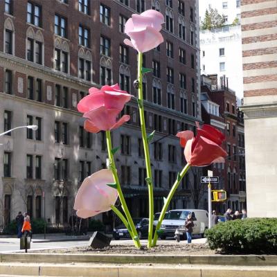 Colorful Surface Glass Fiber Steel Rose Sculpture